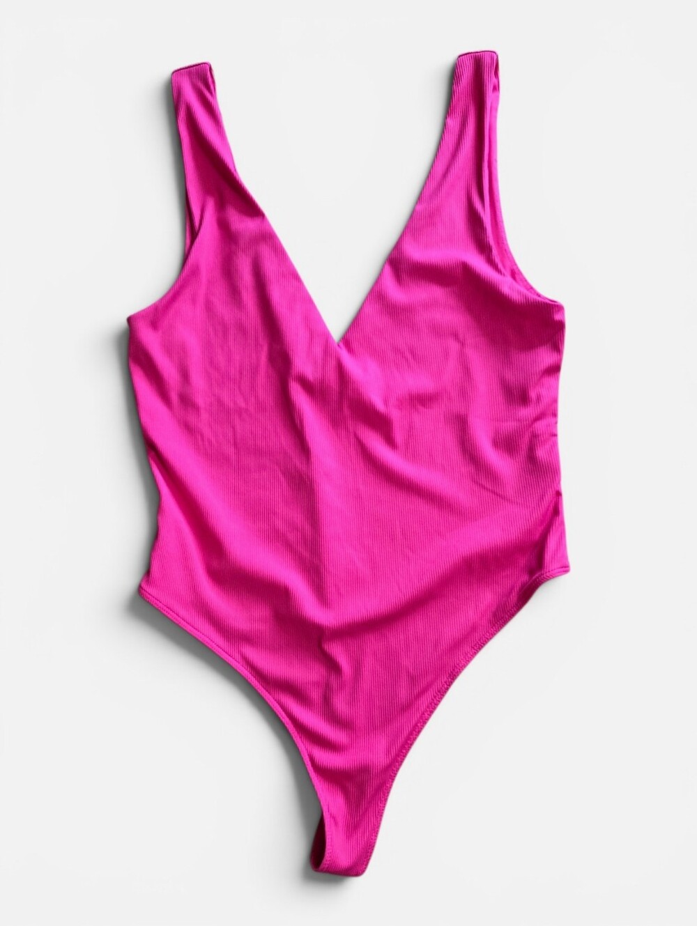 House Of Harlow 1960 Casual Contour Deep V Ribbed Bodysuit Pink Size Large